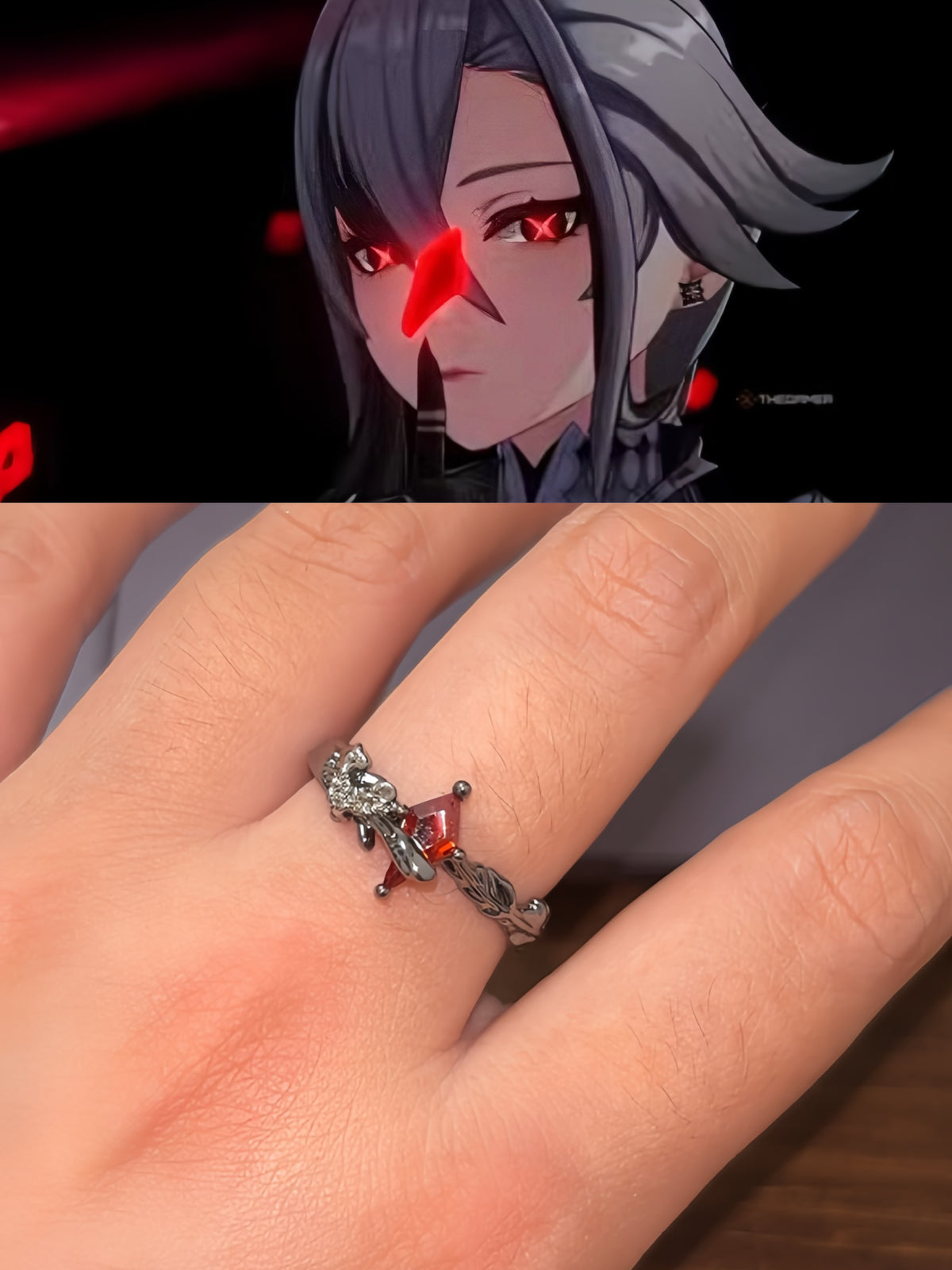 The Knave’s Goth Crimson Gem Ring