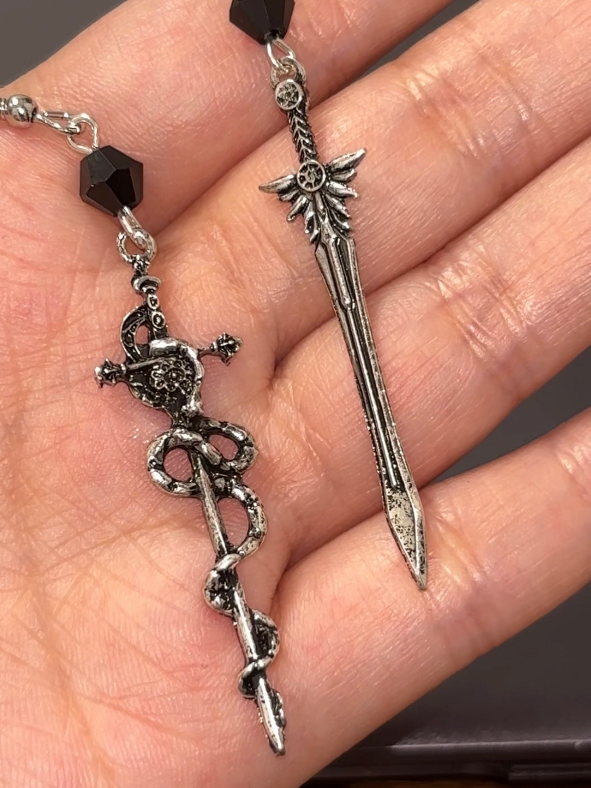 Gothic Snake & Sword Earring