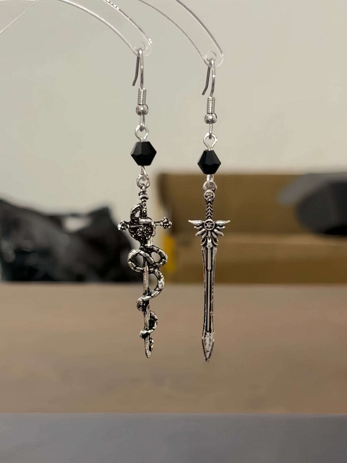 Gothic Snake & Sword Earring