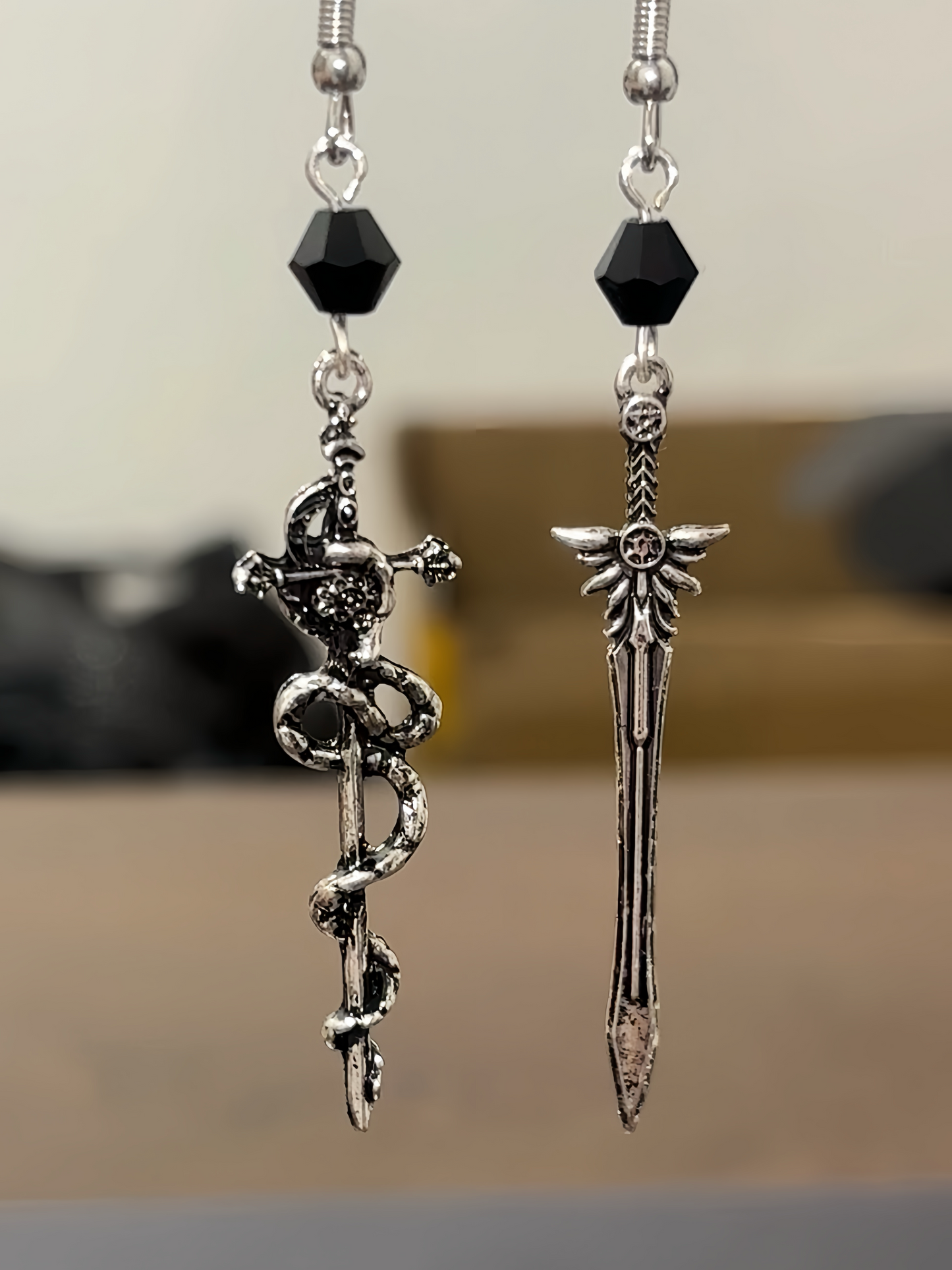 Gothic Snake & Sword Earring