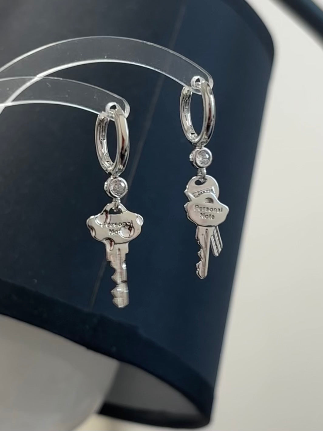 Designer Personal Note Key Hoop Earrings