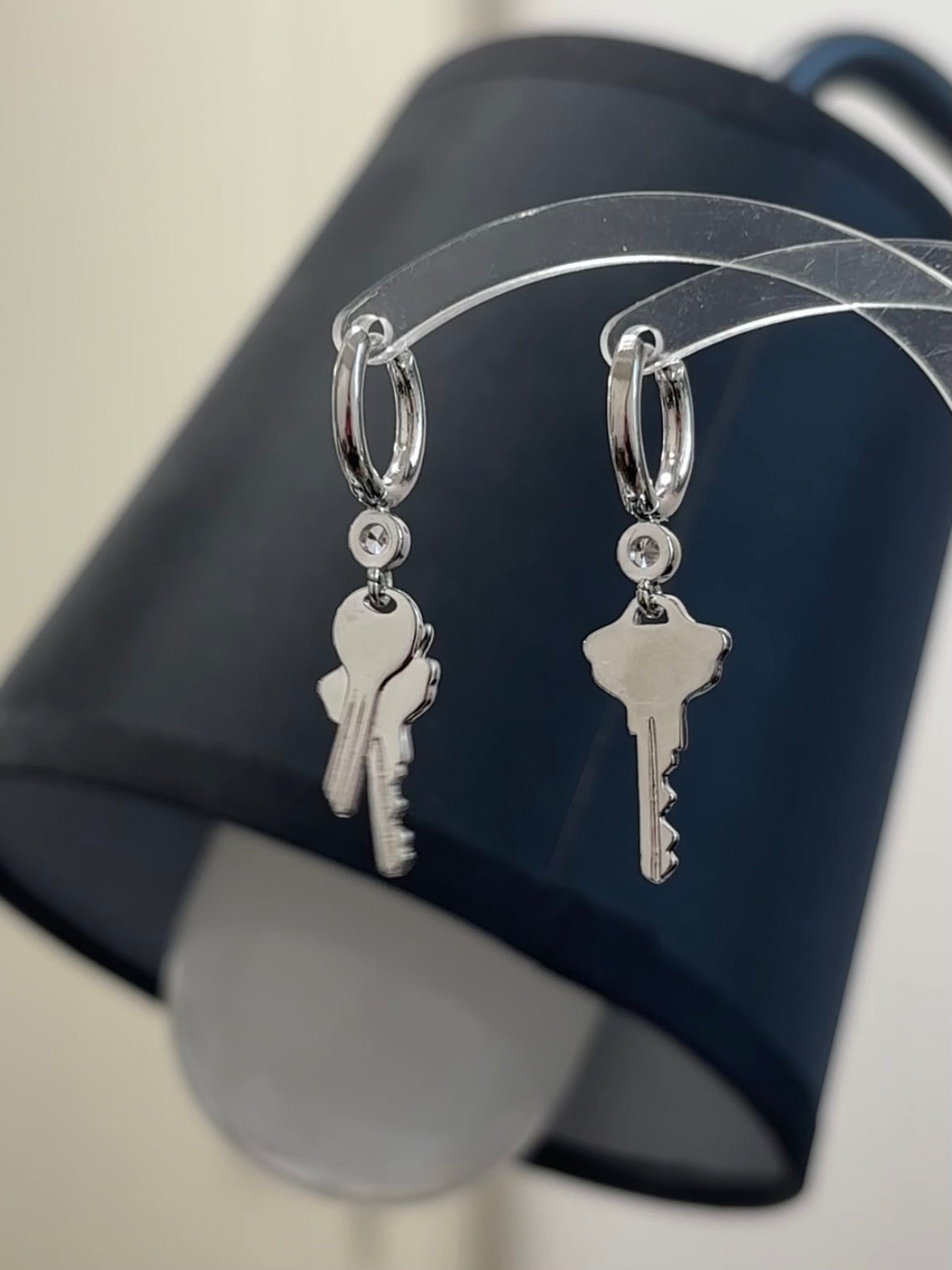 Designer Personal Note Key Hoop Earrings