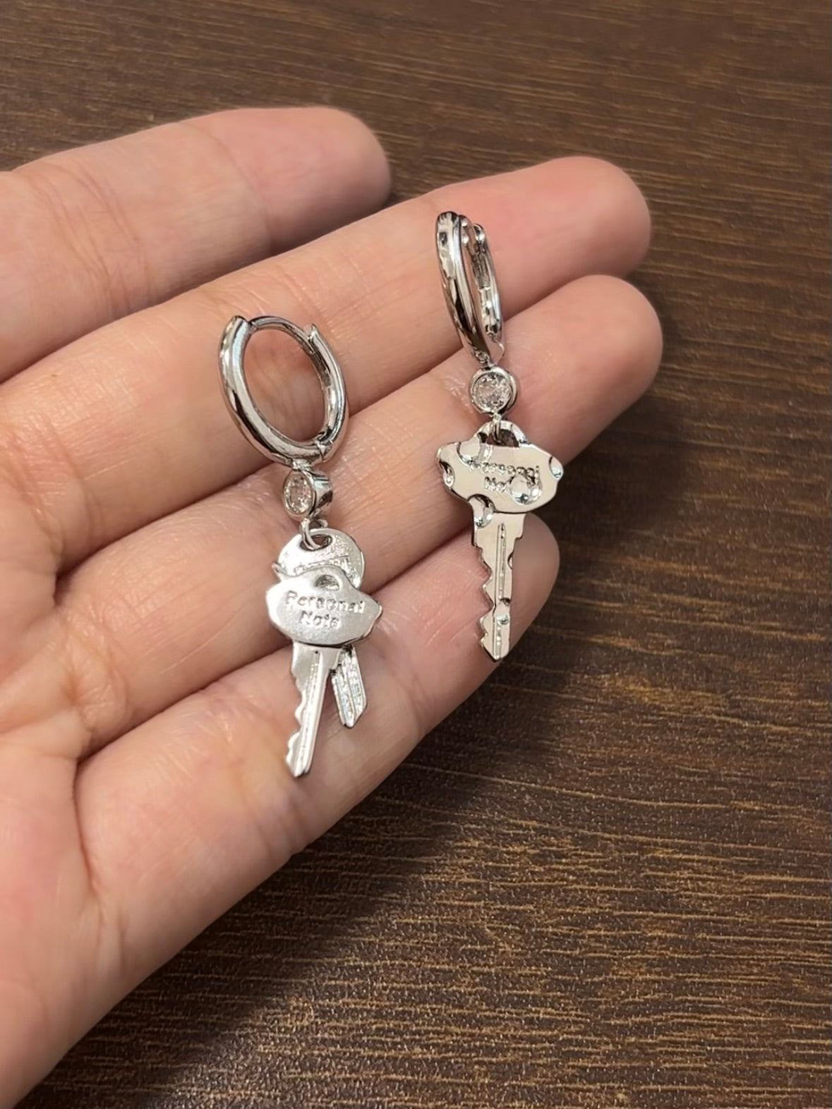 Designer Personal Note Key Hoop Earrings