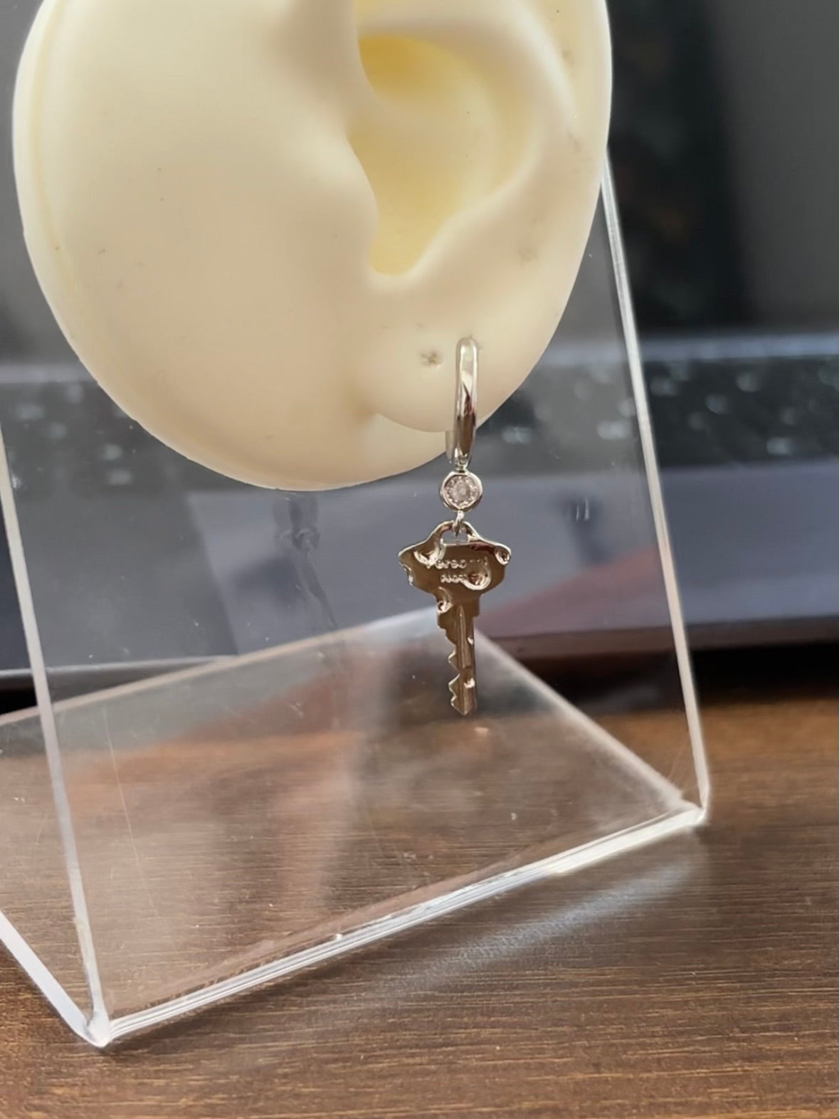 Designer Personal Note Key Hoop Earrings