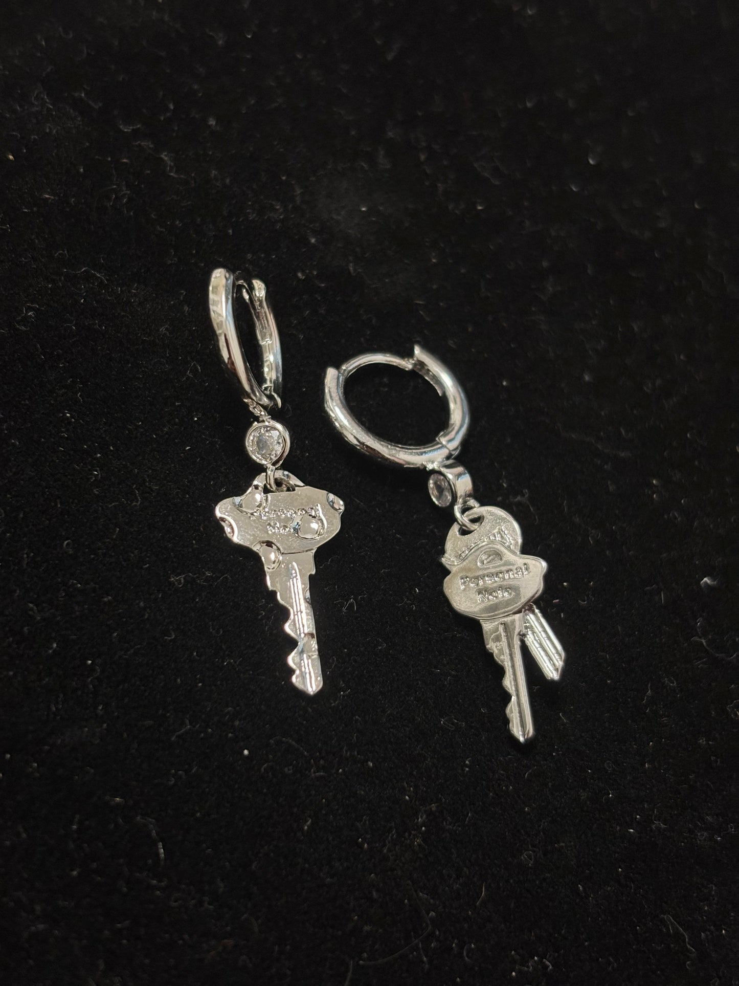 Designer Personal Note Key Hoop Earrings