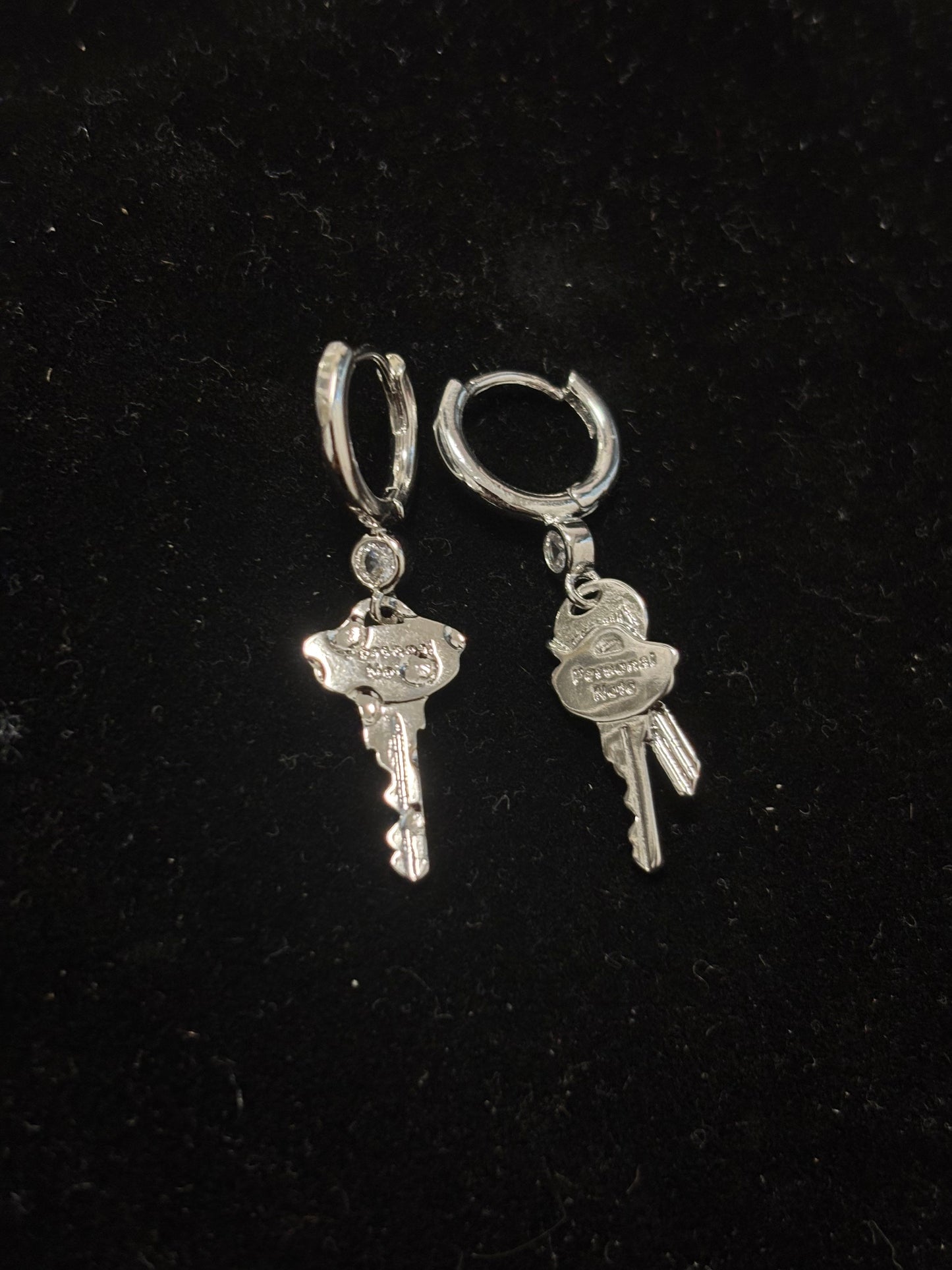 Designer Personal Note Key Hoop Earrings