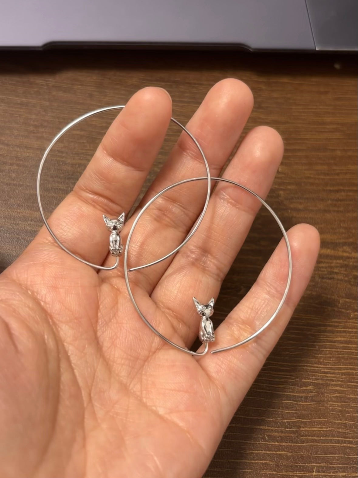 Designer Large Hoop Cat Earrings
