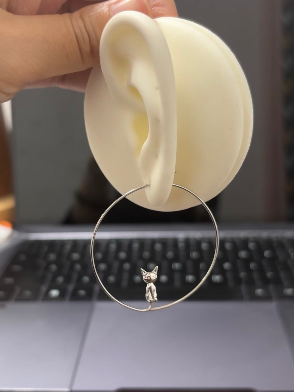 Designer Large Hoop Cat Earrings