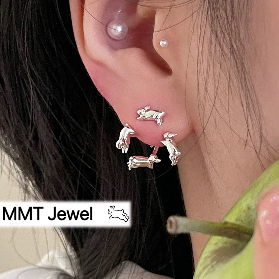Cute Neil Running Rabbit Stud Earrings