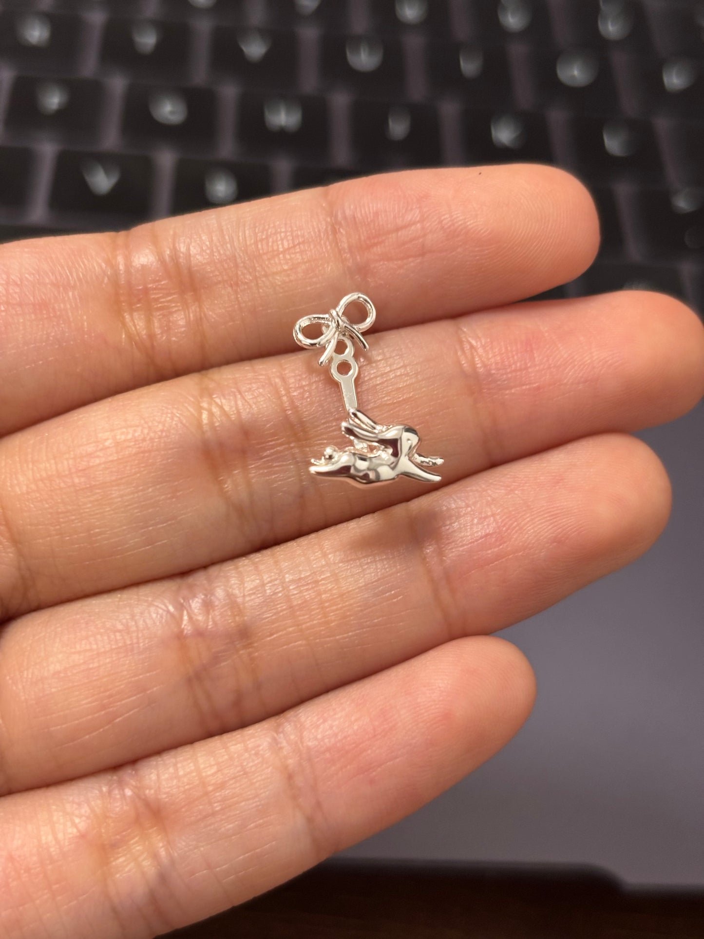 Sweet Bow & Running Rabbit Stud Earrings