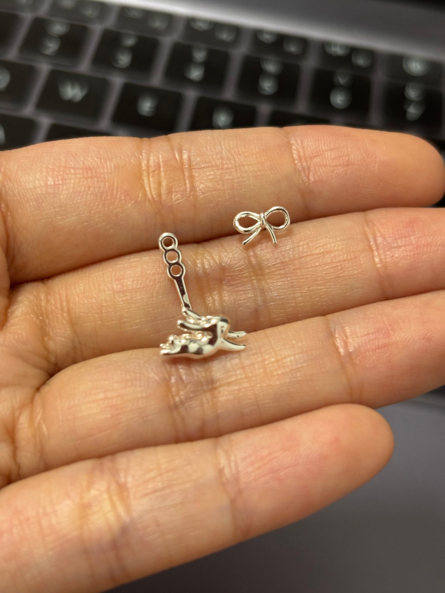 Sweet Bow & Running Rabbit Stud Earrings