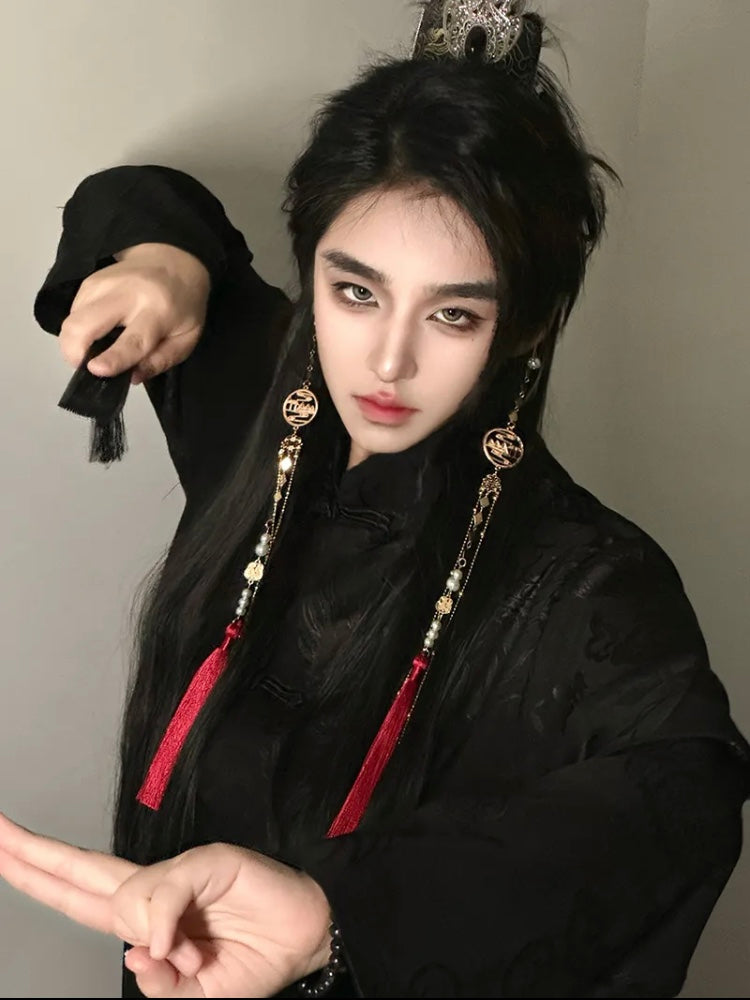 Xie Lian &amp; Hua Cheng – Designer-Ohrmanschette mit langer Quaste und Perlen (ein Paar)