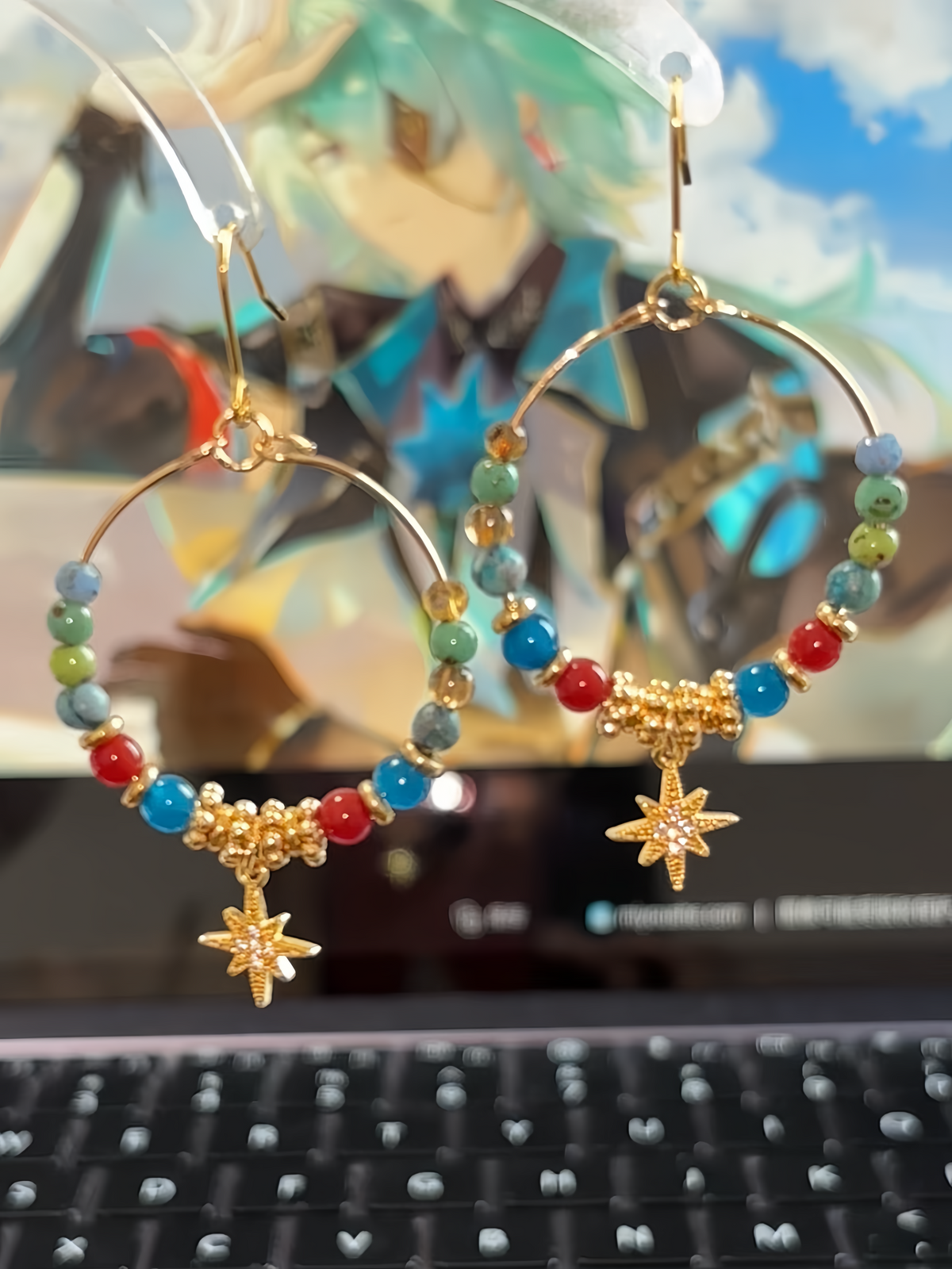 Anaxa Inspired Beads Star Hook Earrings