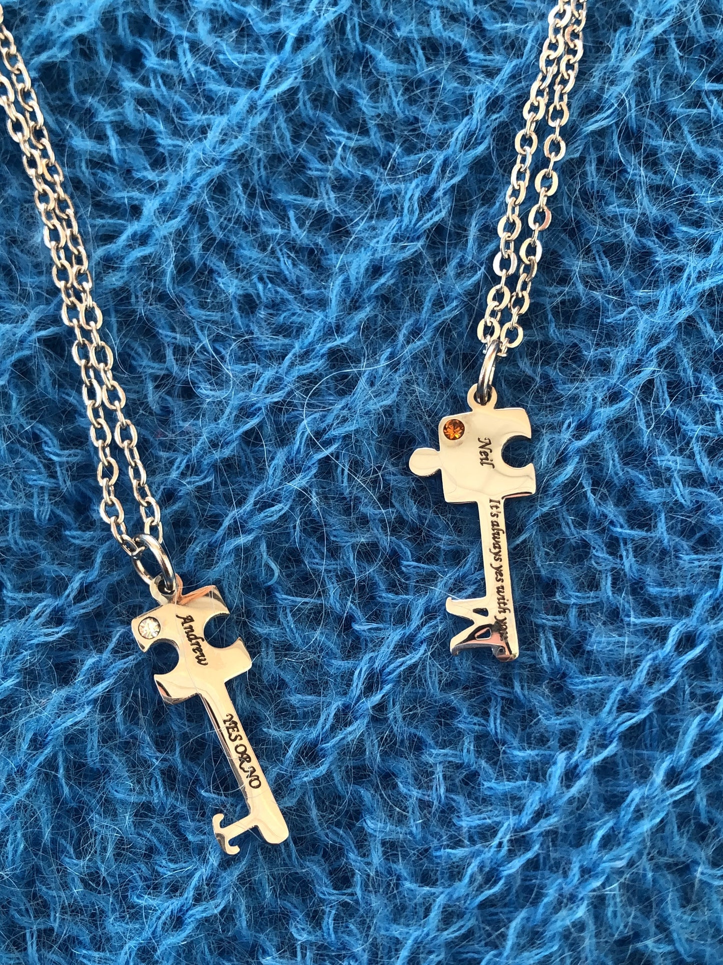 You gave me a key and called it home. Key Couple Necklace(2 chain)