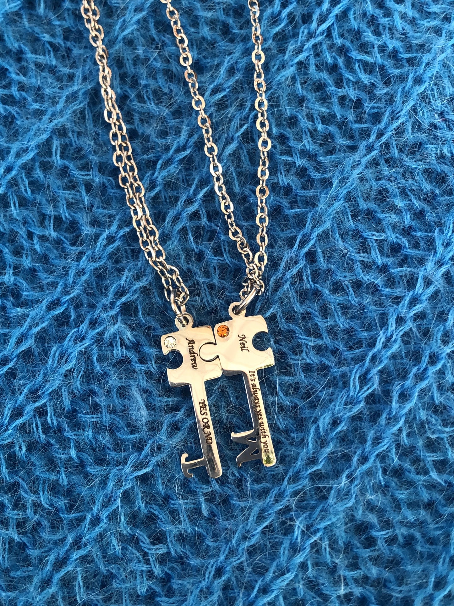 You gave me a key and called it home. Key Couple Necklace(2 chain)