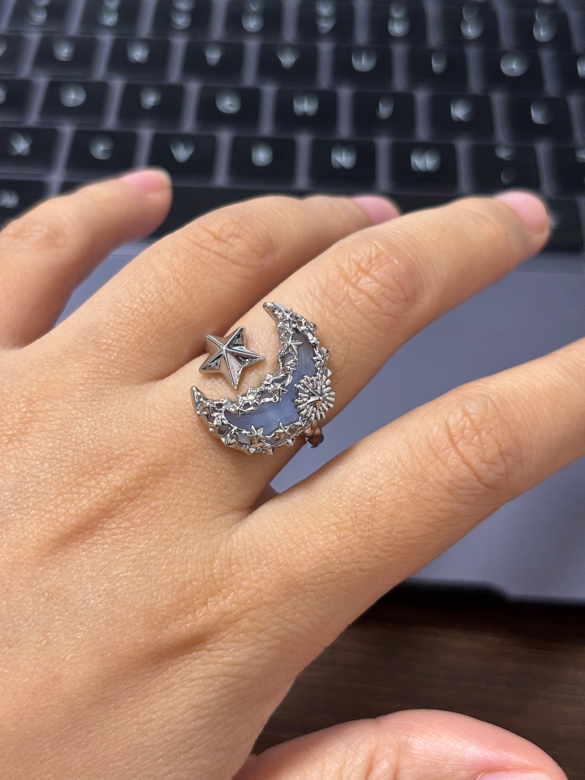Columbina Vibe Blue Moon Star Adjustable Ring