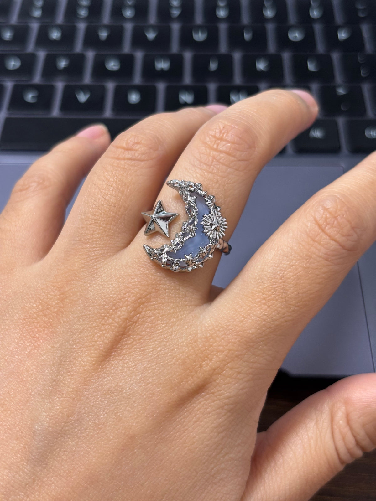 Columbina Vibe Blue Moon Star Adjustable Ring