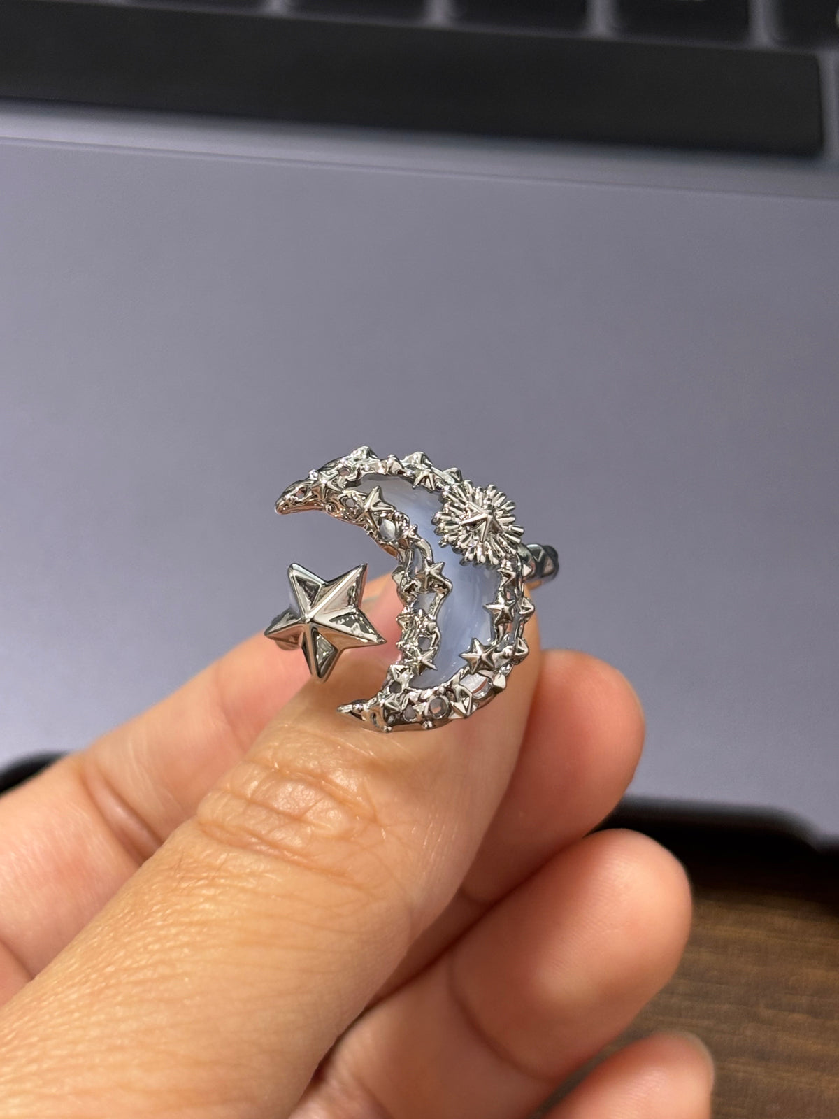 Columbina Vibe Blue Moon Star Adjustable Ring