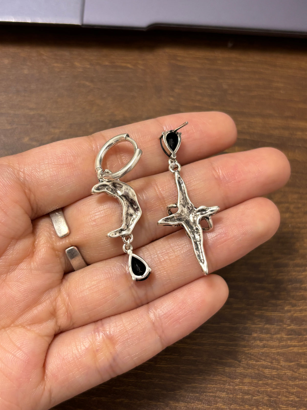 Unisex Vintage Sun & Moon Asymmetrical Earrings
