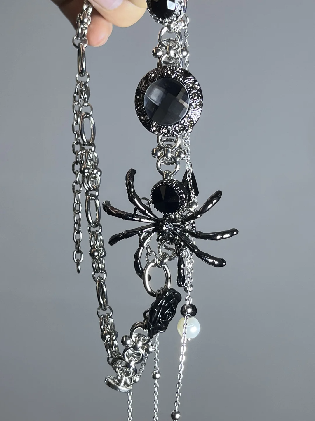 Gothic Schwarze Quaste Spinne Choker Halskette