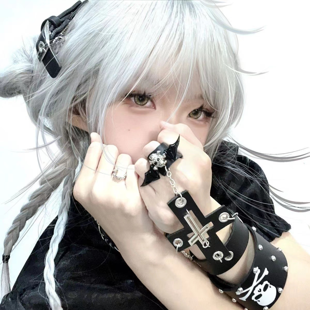 Y2K Gothic Style Punk Girl Black Cross Bracelet