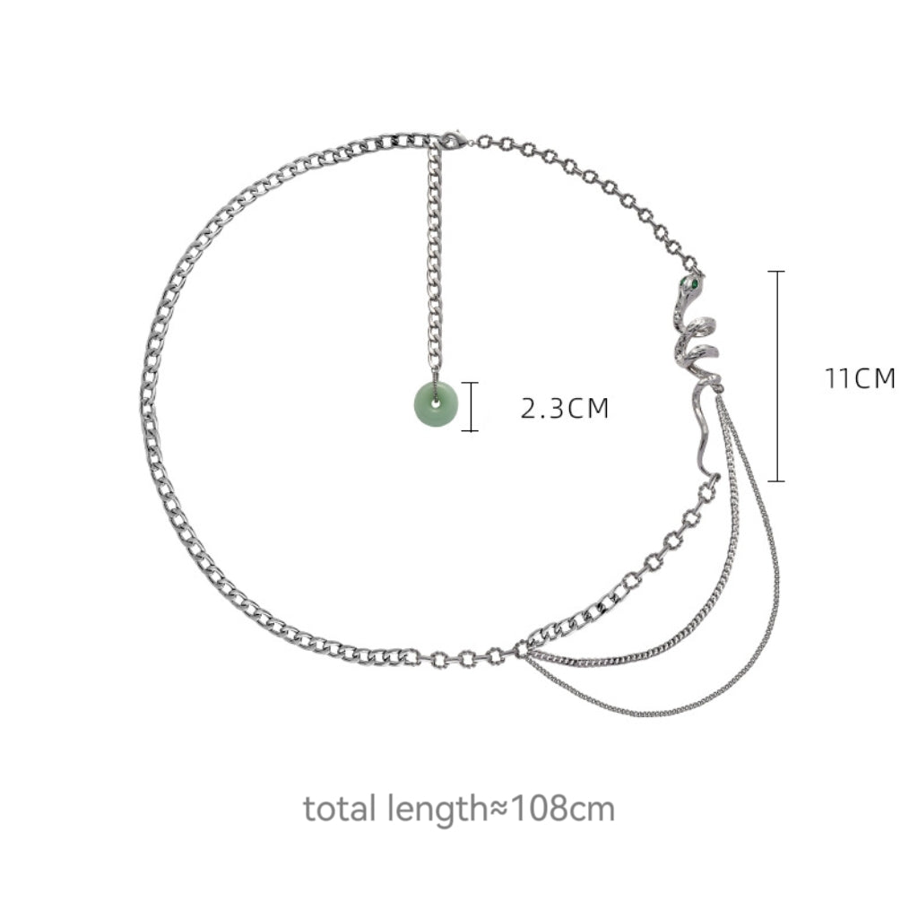 Slytherin Schlangen-Jade-Donut-Quasten-Hüftkette