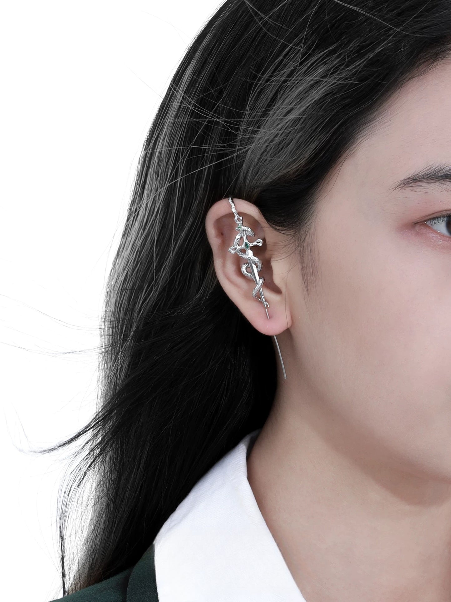 Unisex-Ohrstecker mit Slytherin-Schlangenmotiv aus Metall (einzeln)