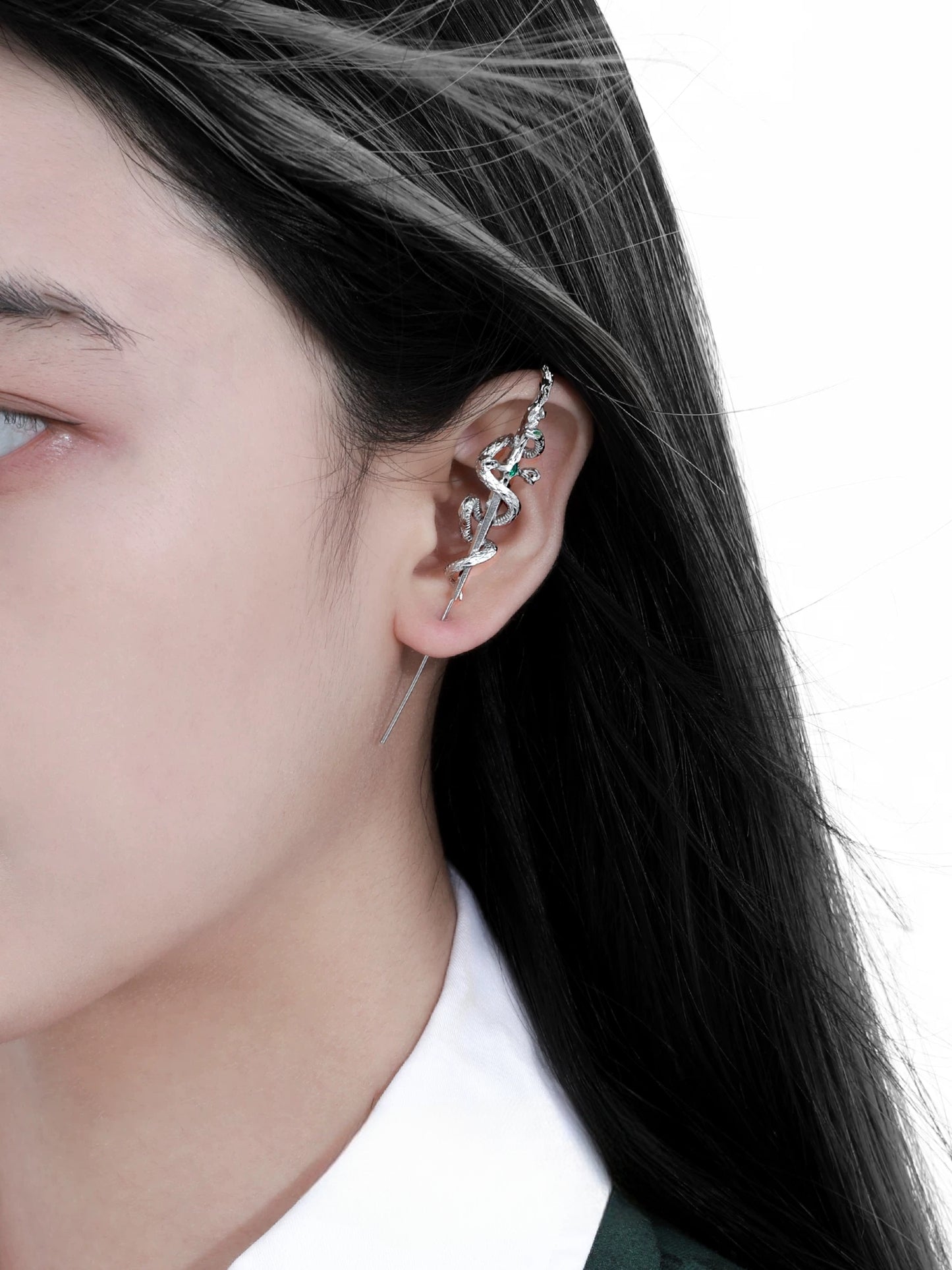 Unisex-Ohrstecker mit Slytherin-Schlangenmotiv aus Metall (einzeln)