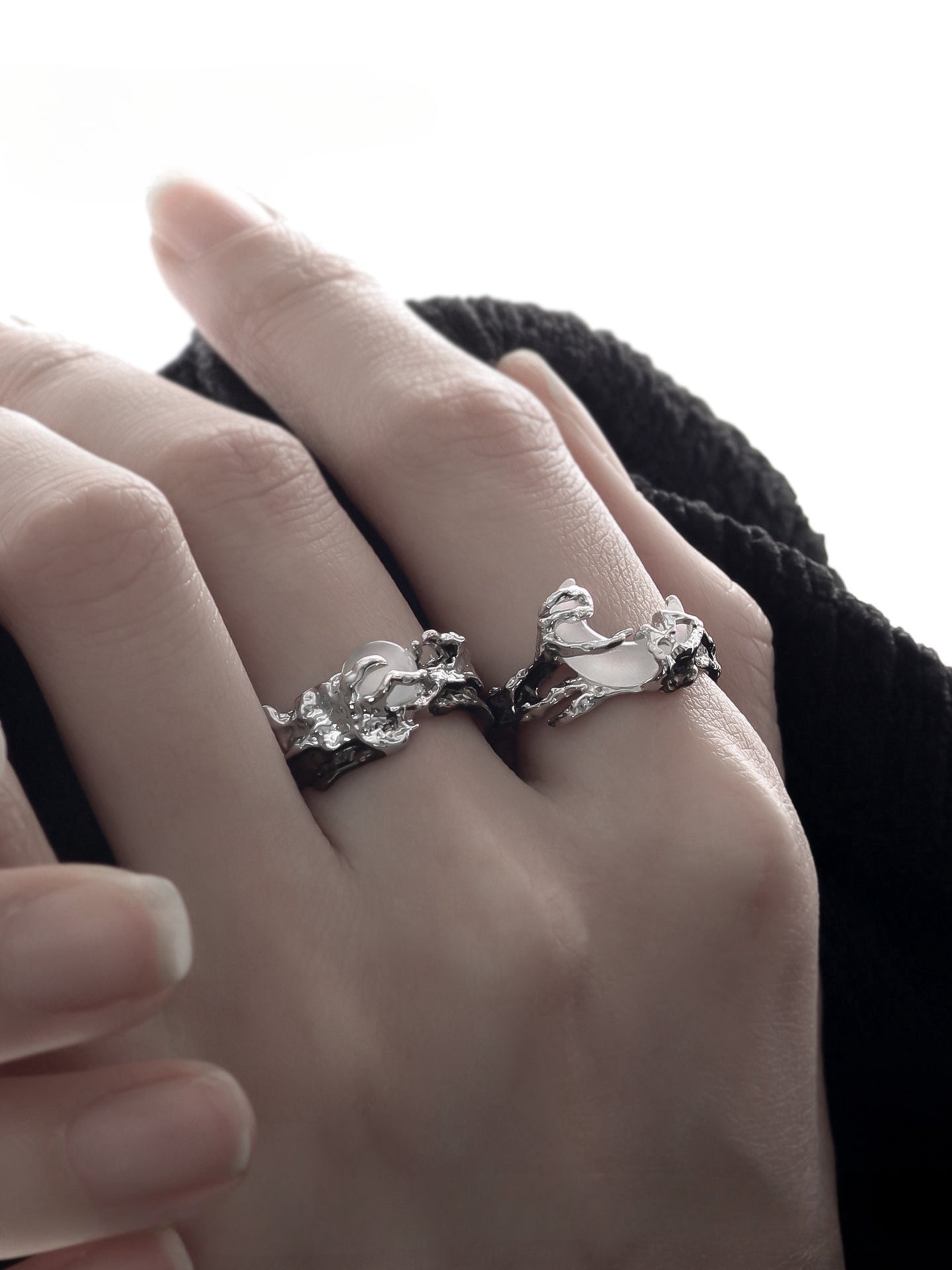 Offener Designer-Sonne- und Mondpaarring