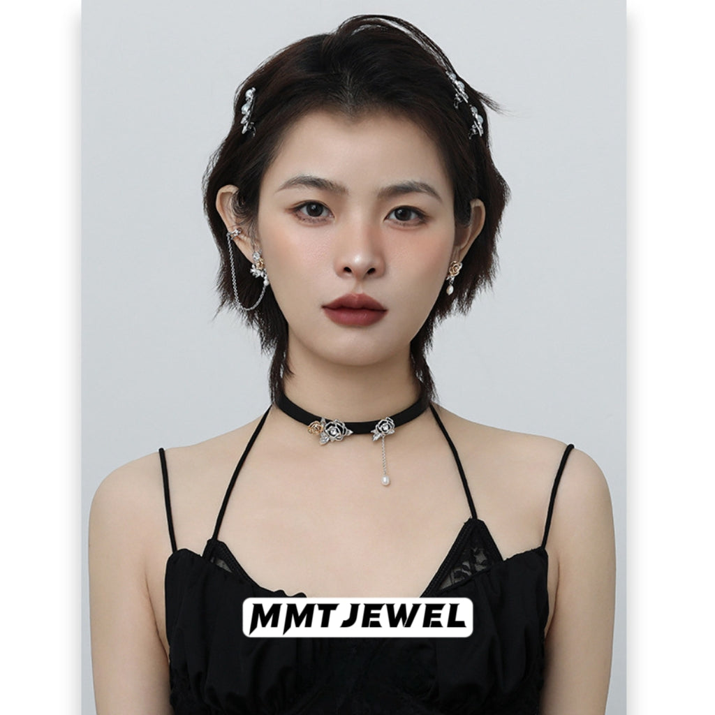 Designer Mädchen Vintage Metall Gold Rose Perle Halsband