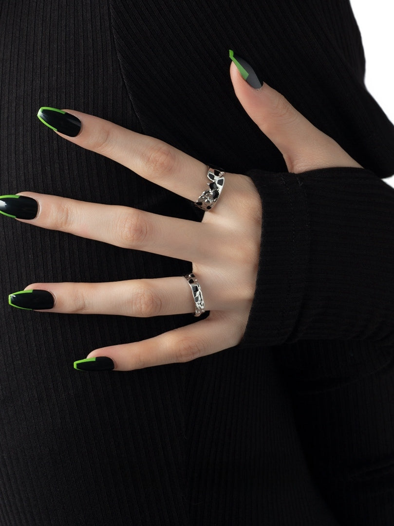 Designer Unisex Schwarz-Weiß Schachbrett Ring