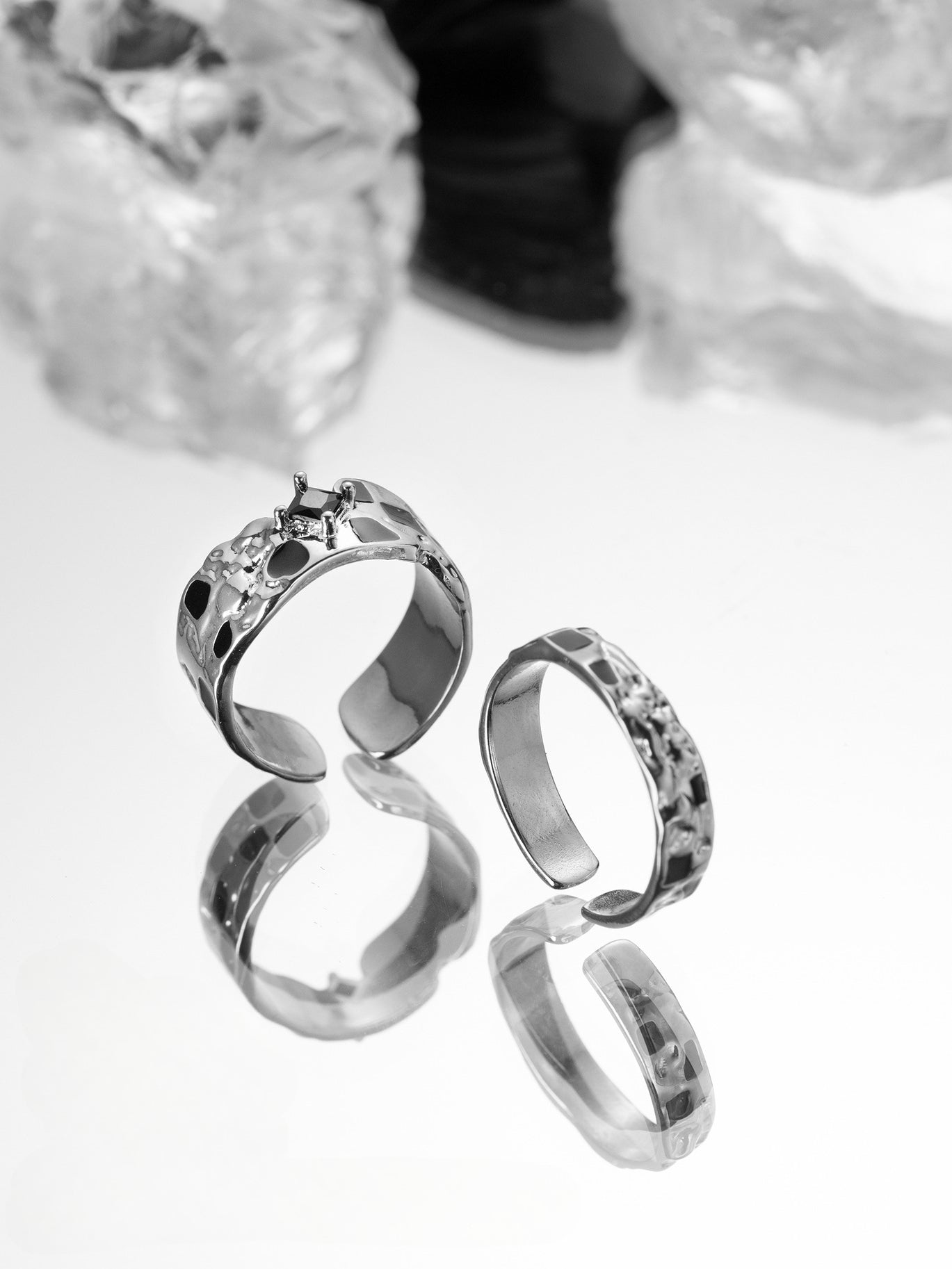 Designer Unisex Schwarz-Weiß Schachbrett Ring