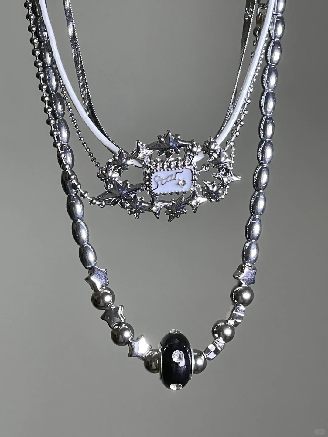 Y2K Sweet Girl Silber Stern Titan Stahl Halsband Halskette