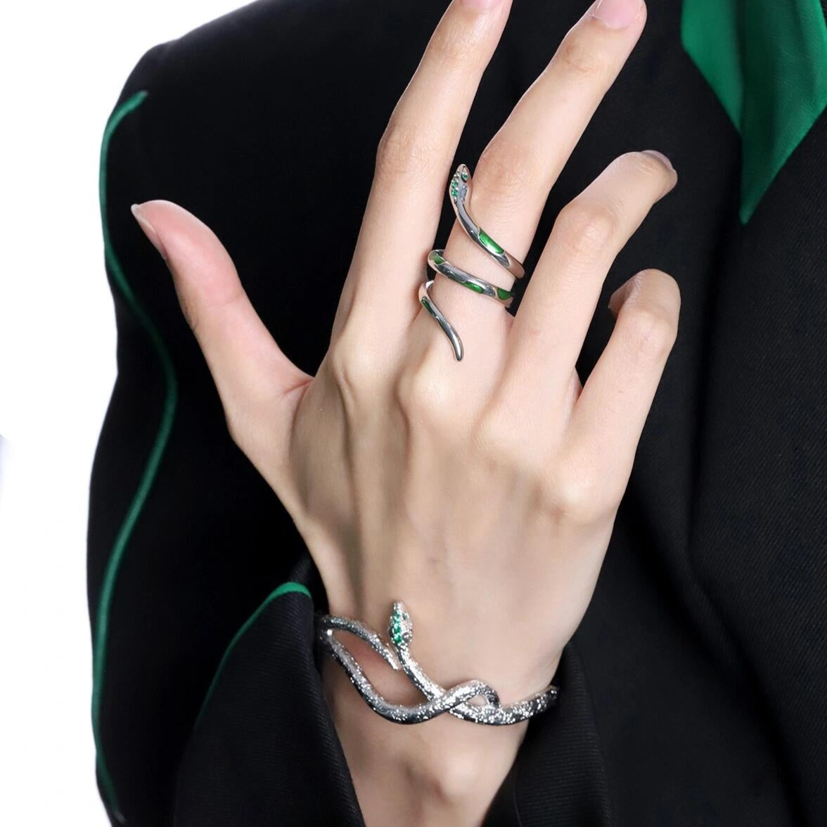 Slytherin Grünes Schlangenmetallarmband