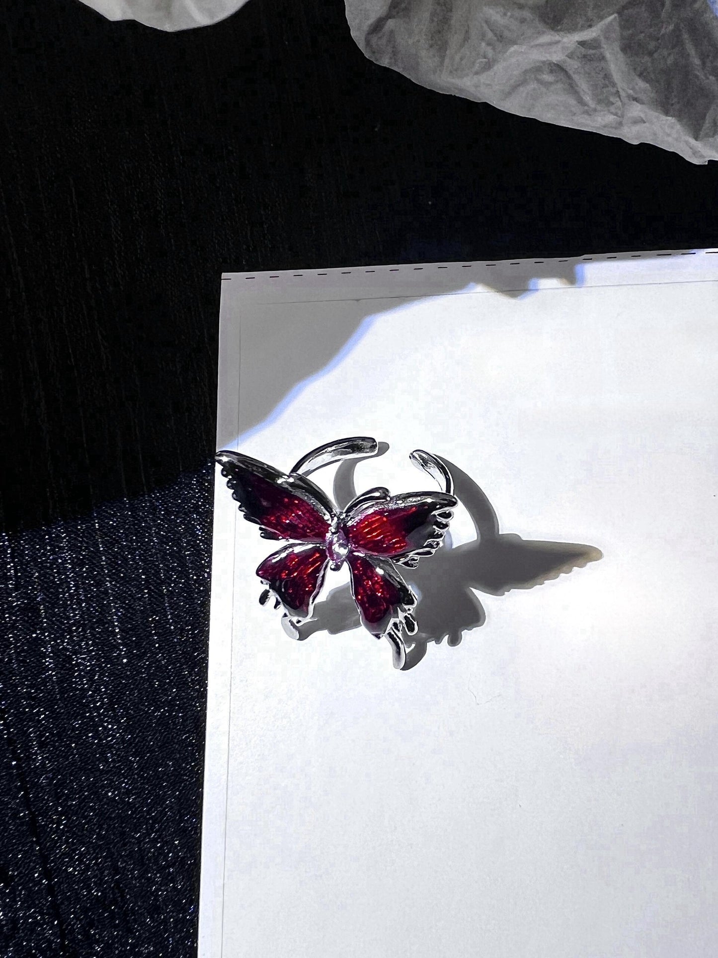 Gothic Retro Roter Schmetterling Ring