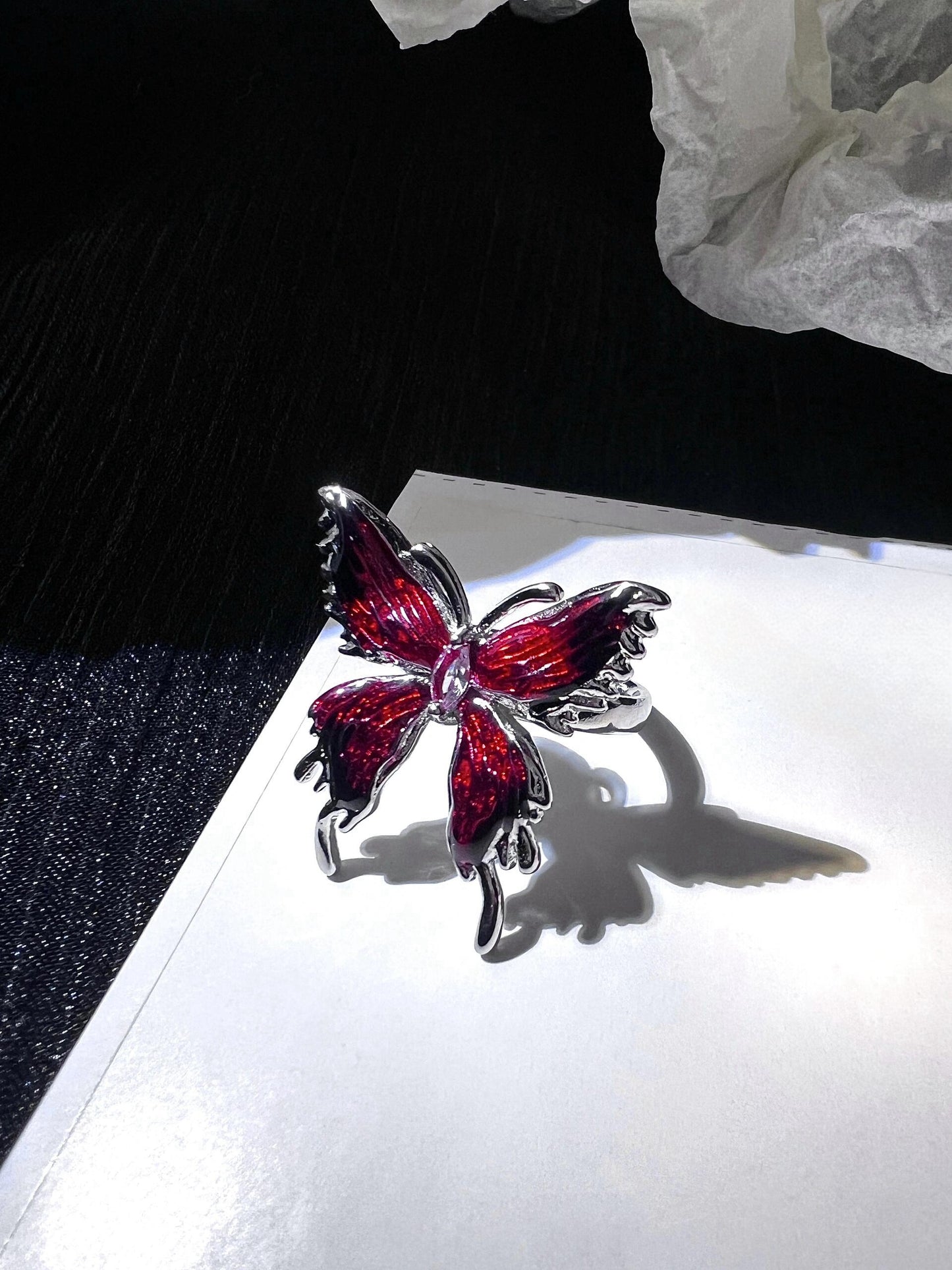Gothic Retro Roter Schmetterling Ring