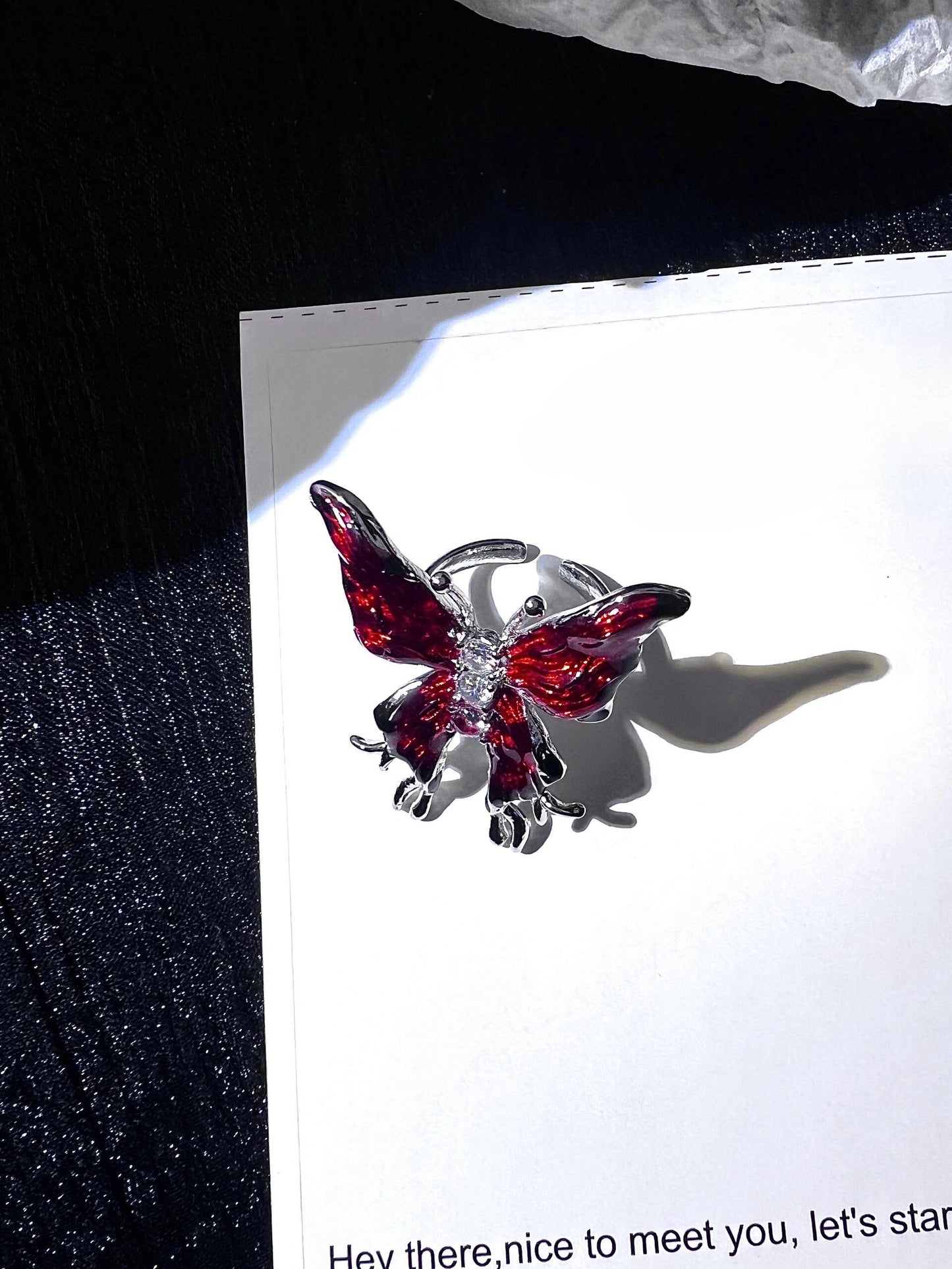 Gothic Retro Roter Schmetterling Ring