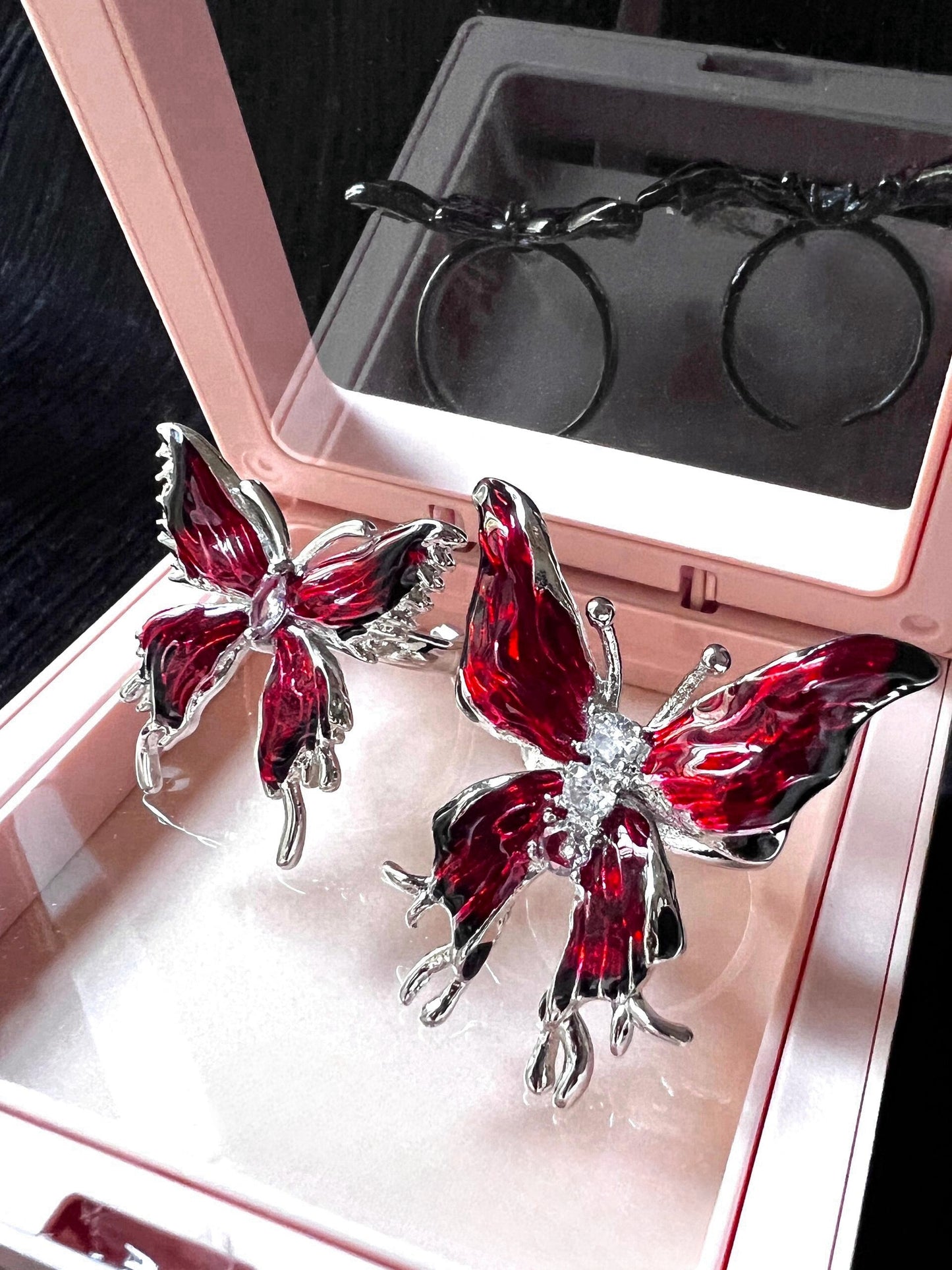 Gothic Retro Roter Schmetterling Ring