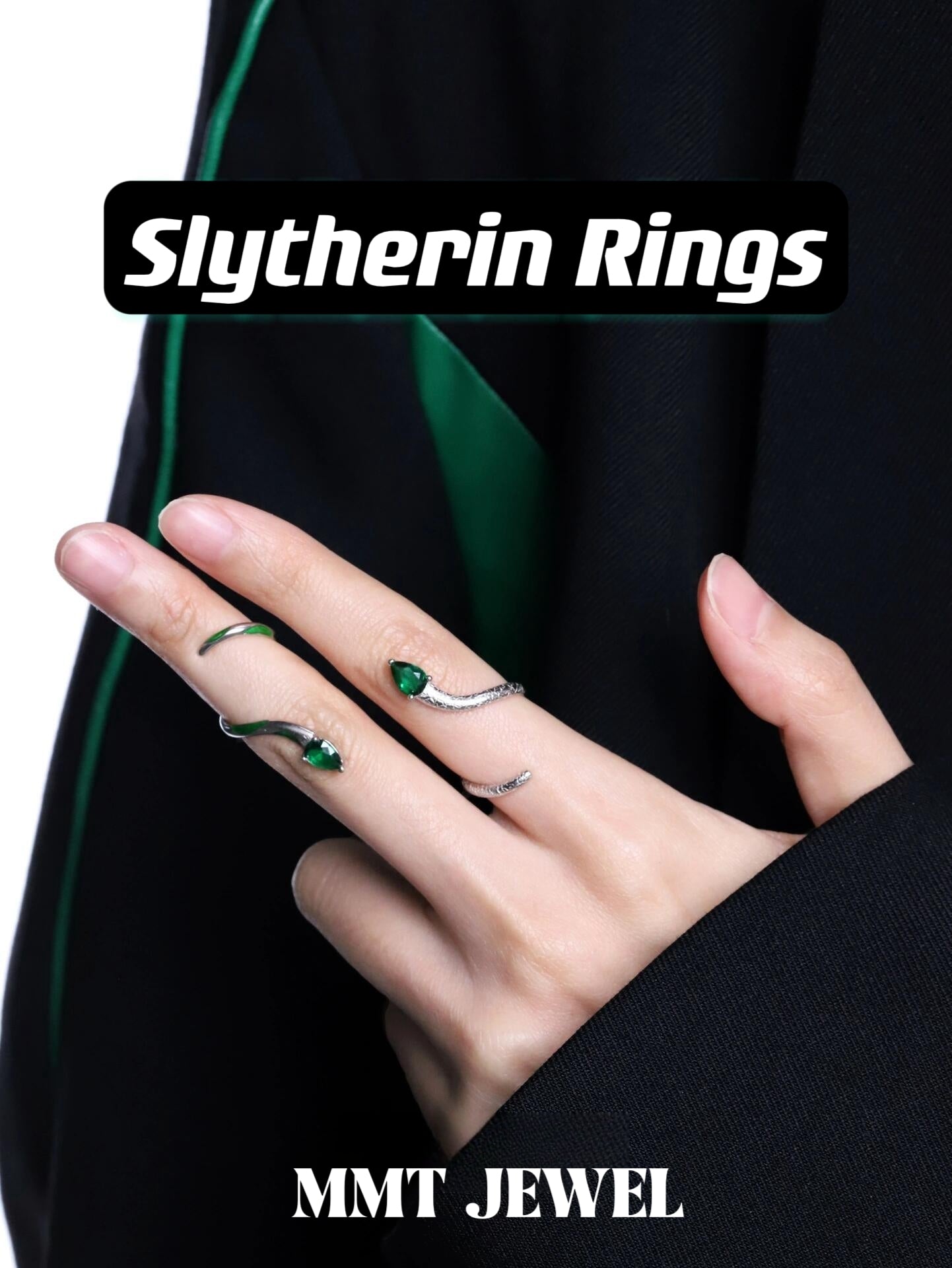 Schicker Designer-Schlangenring „Slytherin“