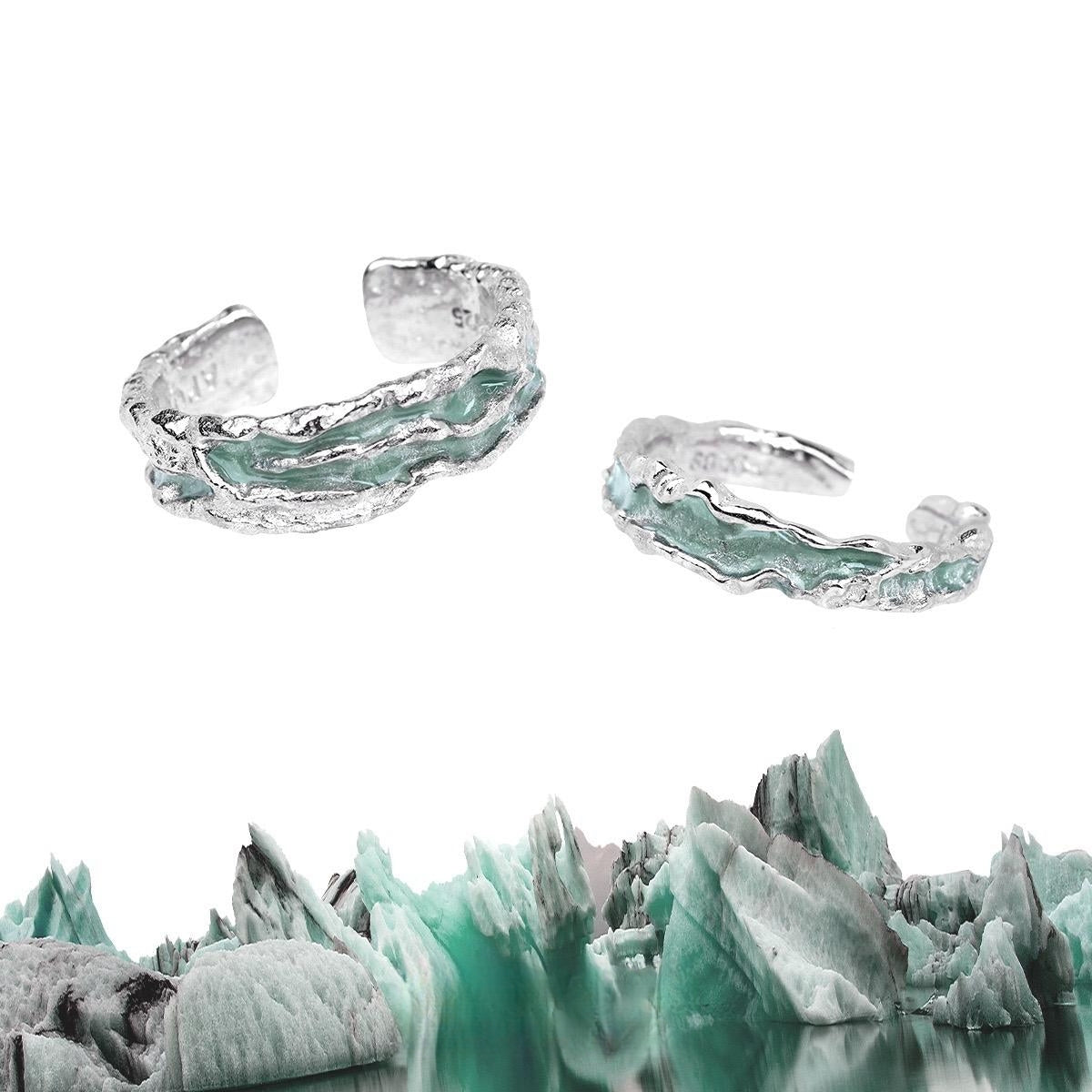 Designer Simple Mint S925 Silber Unisex verstellbarer Paarring