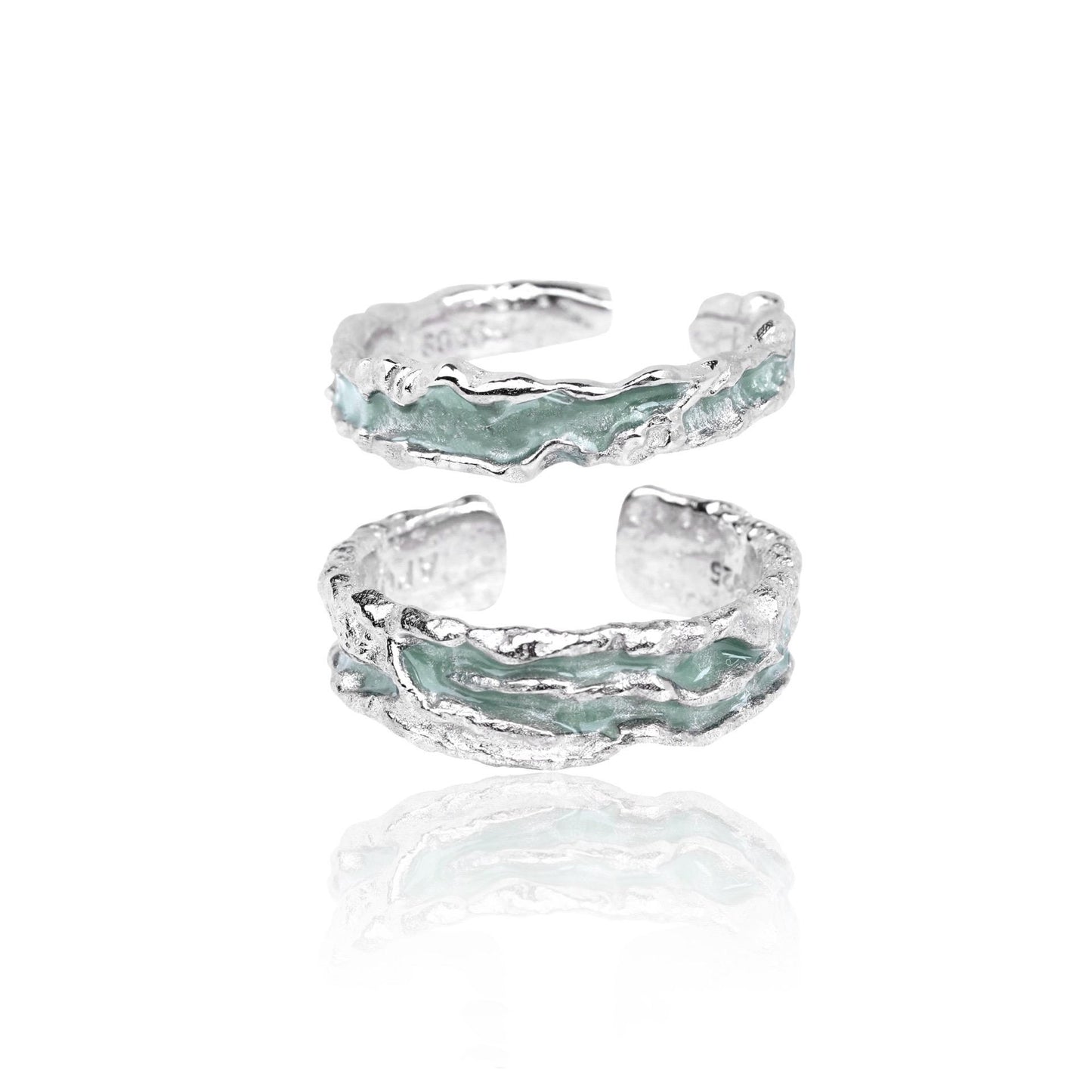 Designer Simple Mint S925 Silber Unisex verstellbarer Paarring