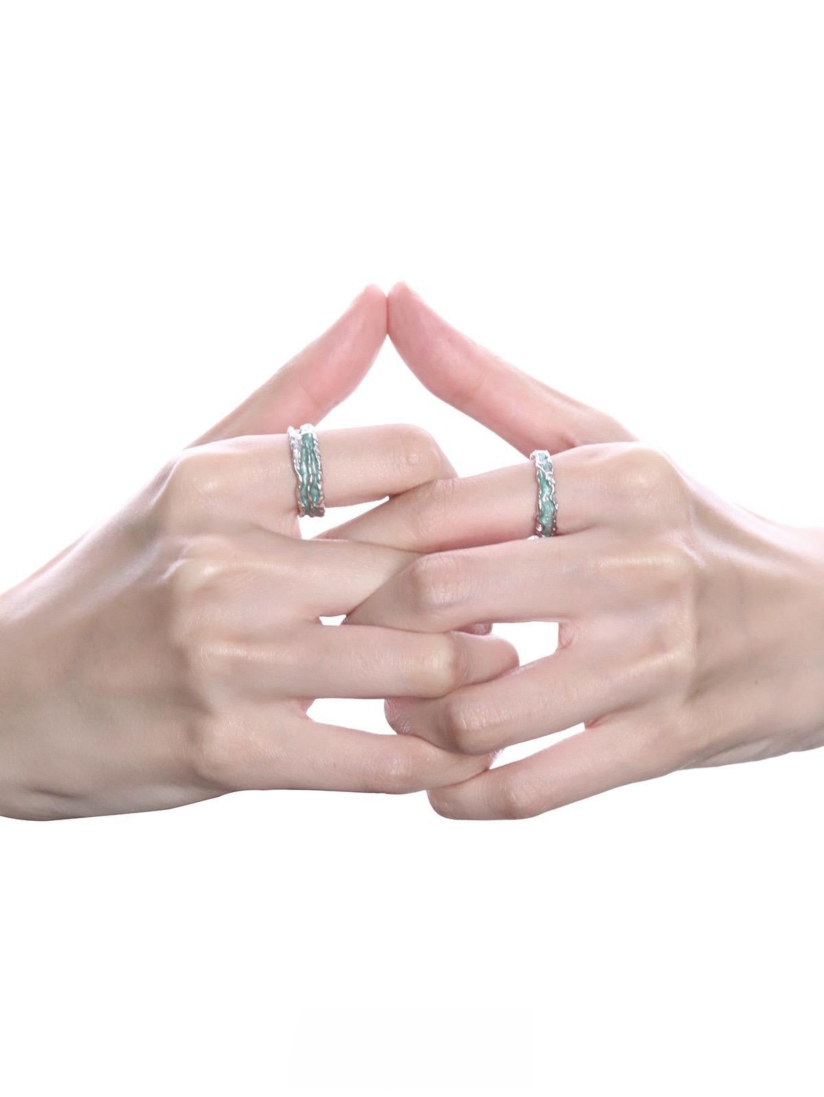 Designer Simple Mint S925 Silber Unisex verstellbarer Paarring