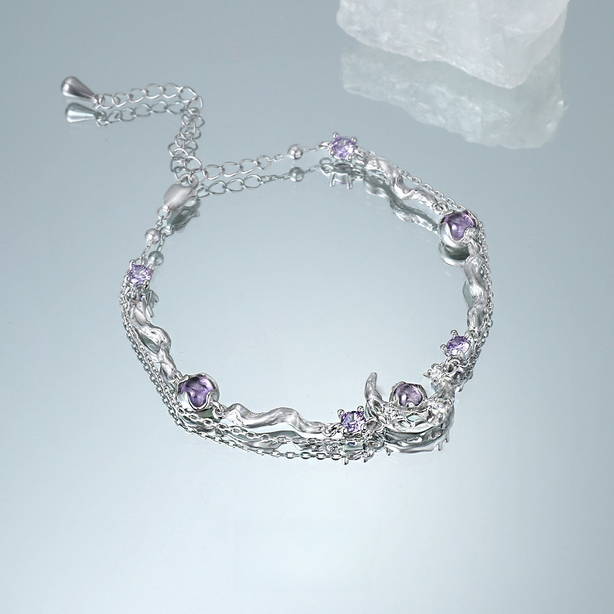 Designer Süßes Mädchen Lila S925 Silber Mond Armband