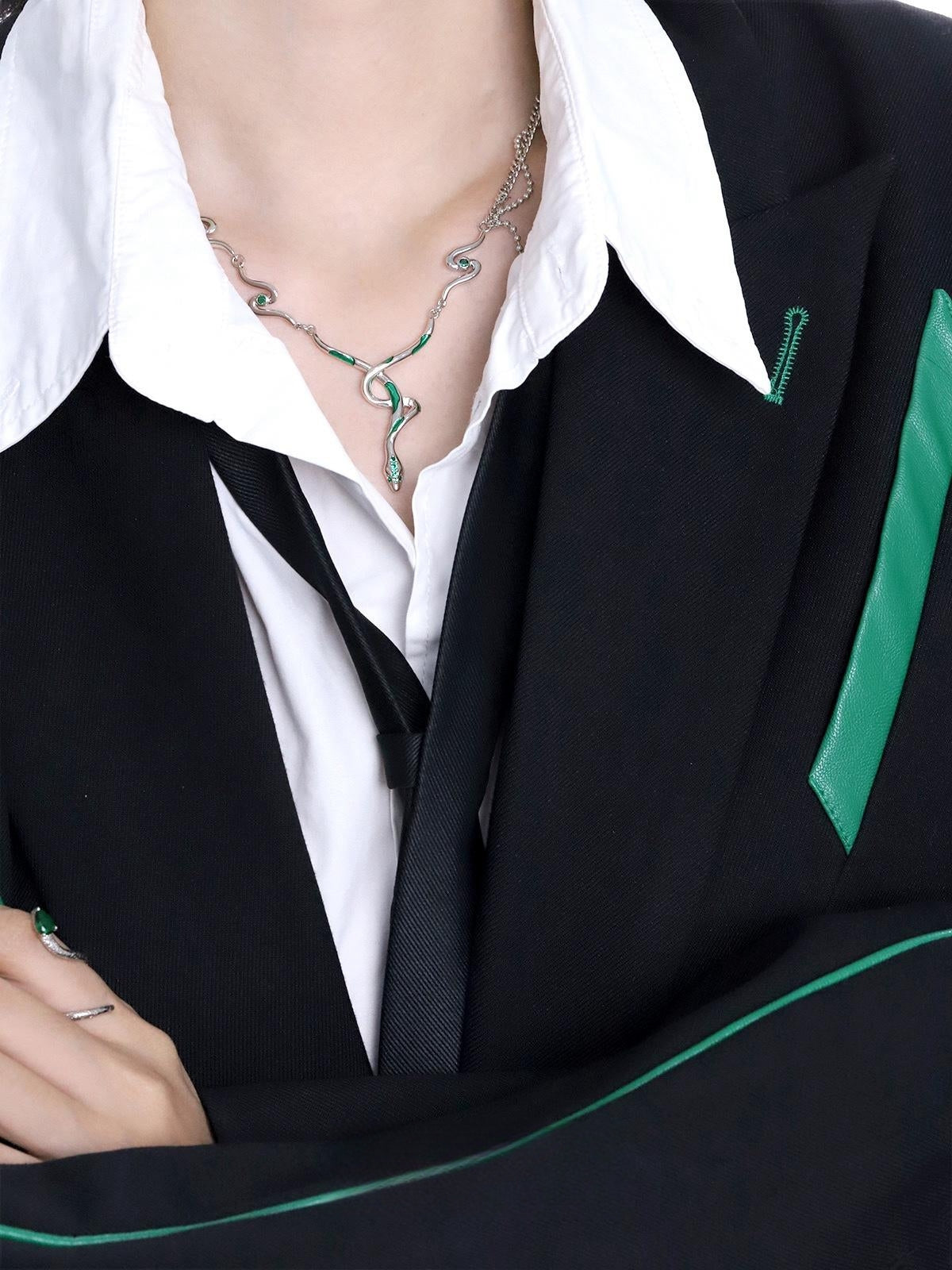 Designer Unisex Grüne Slytherin Schlangenhalskette