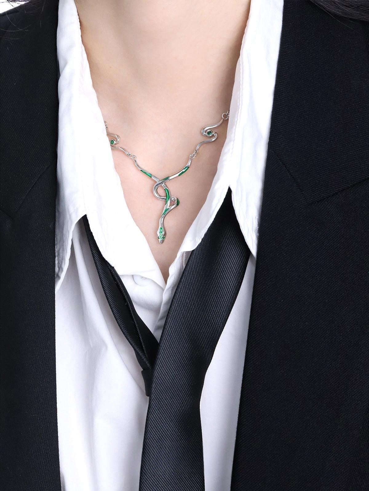 Designer Unisex Grüne Slytherin Schlangenhalskette