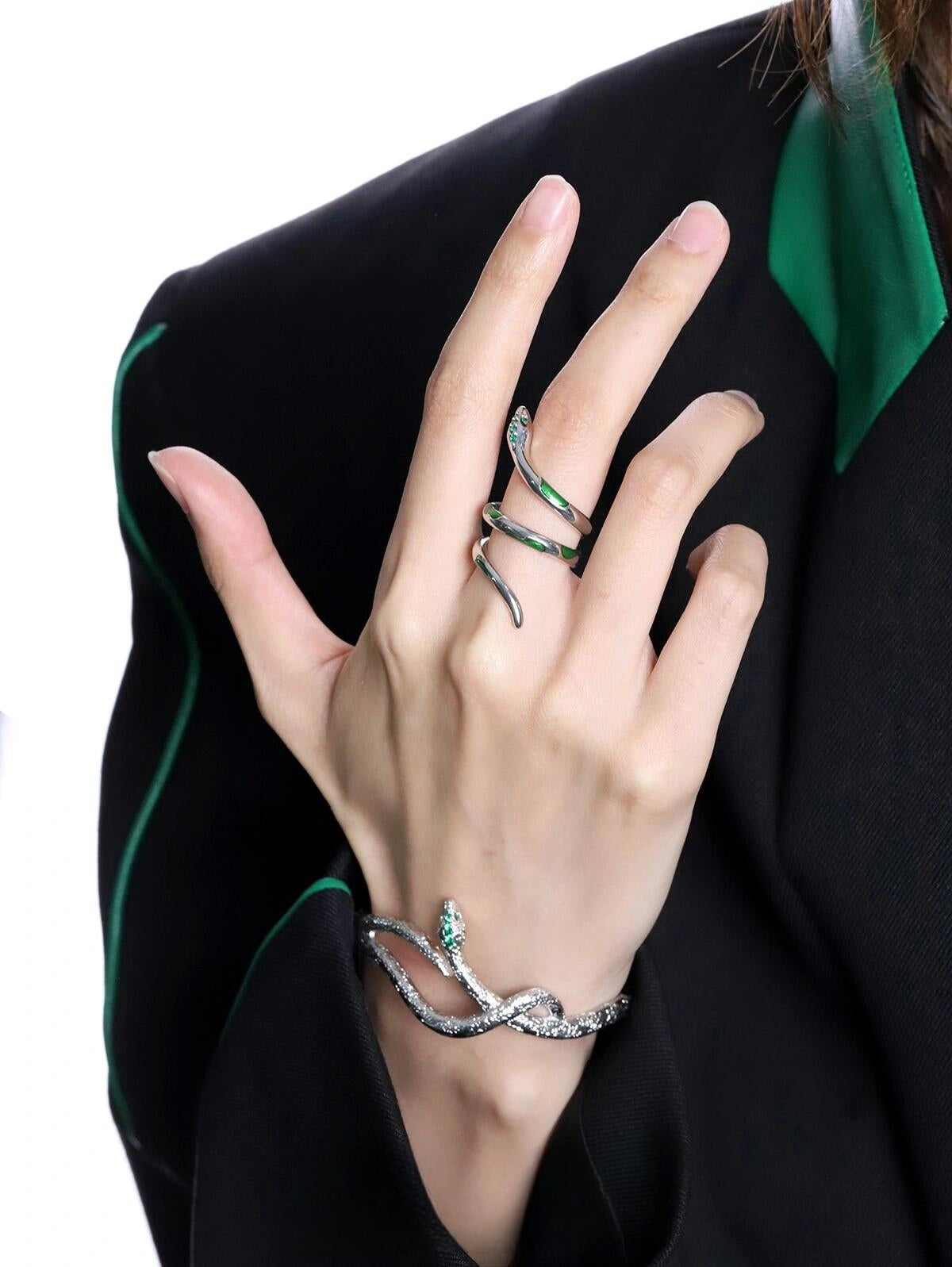 Slytherin Grünes Schlangenmetallarmband