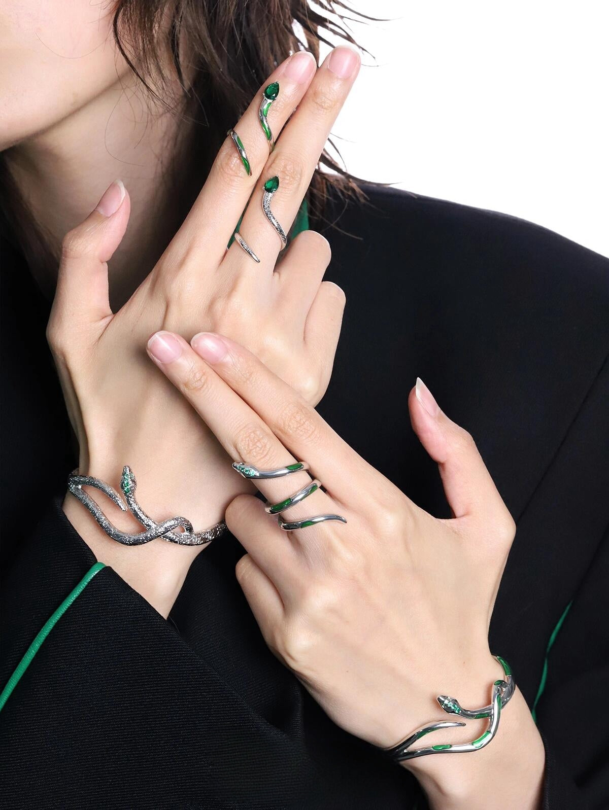 Slytherin Grünes Schlangenmetallarmband