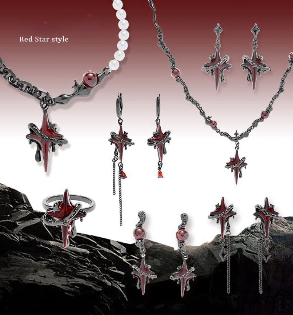 Gothic-Stil Blutiger Stern Vintage verstellbarer Ring