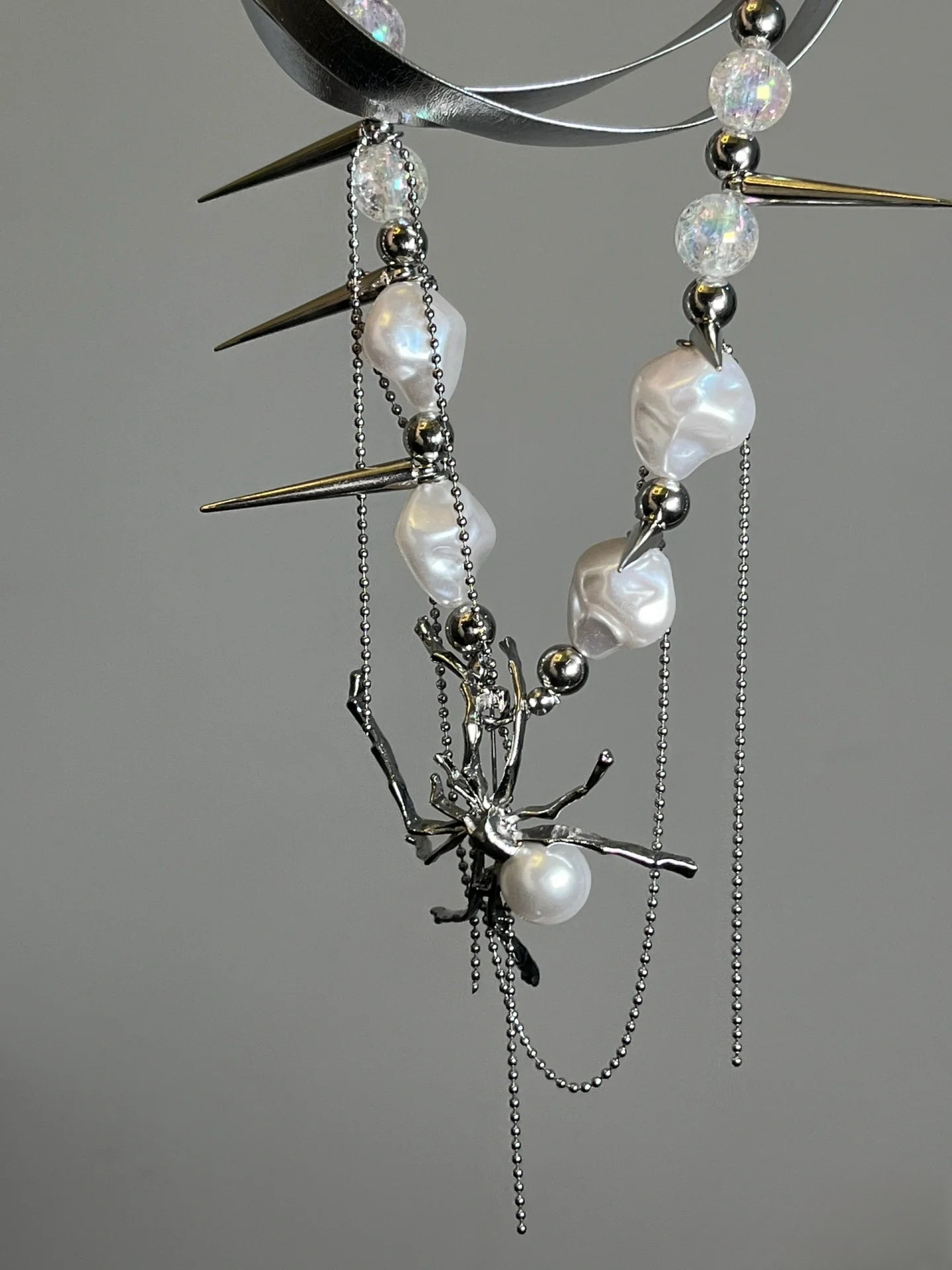 Y2K Punk Spicy Girl Weiß Chic Spinnenperlen Halskette Choker