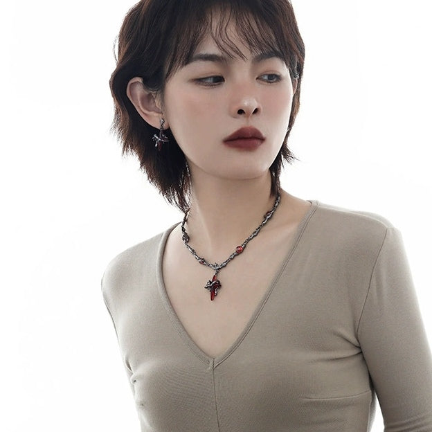 Gothic Stil Blutiger Stern Vintage Halskette